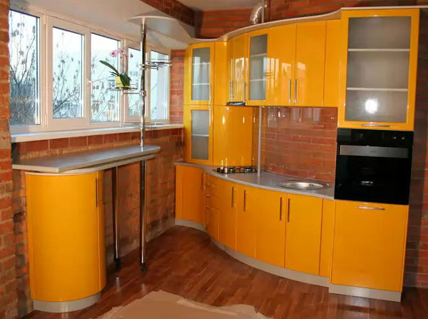 Гнутые кухонные фасады из гибкого МДФ